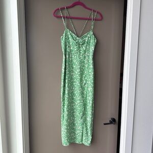Zara Midi Green Floral Strappy Dress